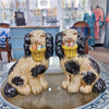 Staffordshire Black Dog with Flower Basket-Pair L8006-BK
