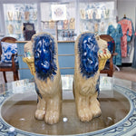 Staffordshire Dog with Flower Basket-Pair L8006-BL
