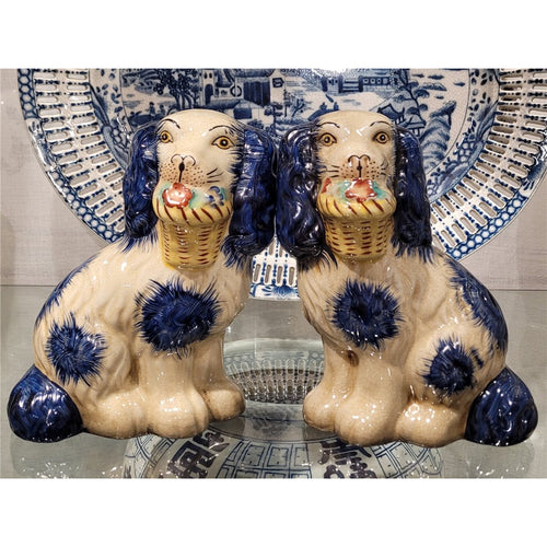 Staffordshire Dog with Flower Basket-Pair L8006-BL
