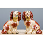 Staffordshire Dog with Flower Basket-Pair L8006-OR