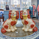 Staffordshire Dog with Flower Basket-Pair L8006-OR
