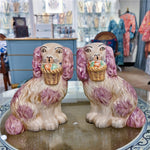 Staffordshire Dog with Flower Basket-Pair L8006-RD