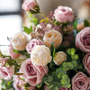 Artificial Silk Lady Pink Rose Leaf Bouquet 16" Tall