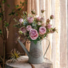 Artificial Silk Lady Pink Rose Leaf Bouquet 16" Tall