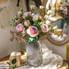 Artificial Silk Lady Pink Rose Leaf Bouquet 16" Tall