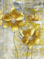 Large Golden Flowers Wall Art