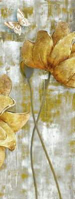 Large Golden Flowers Wall Art