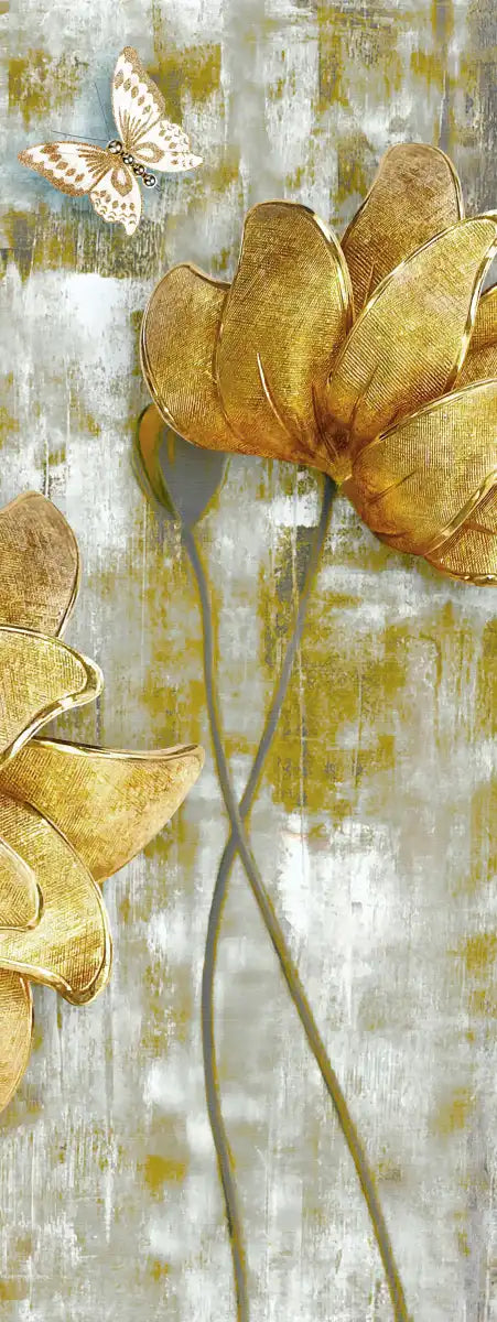 Large Golden Flowers Wall Art
