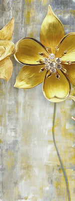 Large Golden Flowers Wall Art