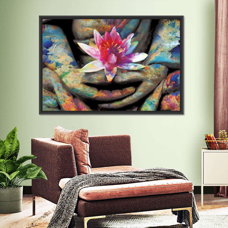 Lotus Flower In Hand Wall Art