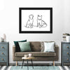 One Line Dog And Cat Wall Art