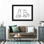One Line Dog And Cat Wall Art