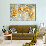 Large Golden Flowers Wall Art
