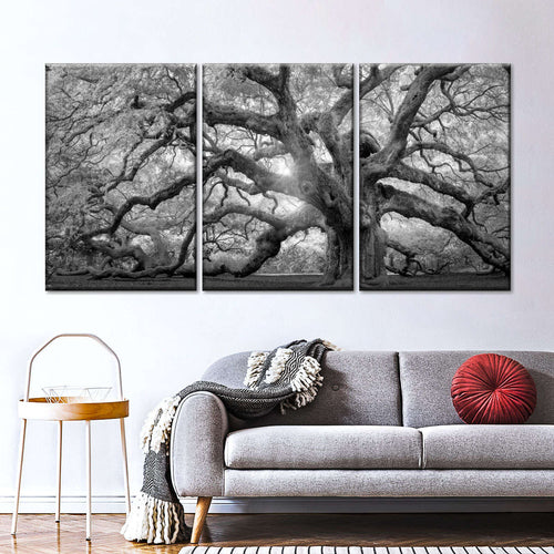 Monochrome Angel Oak Tree Wall Art