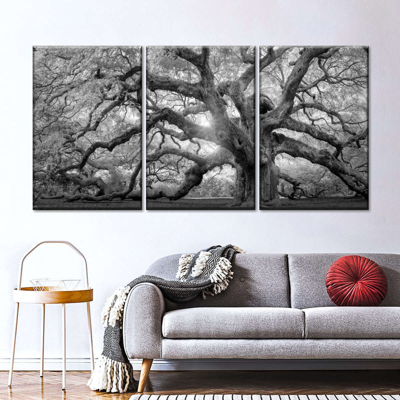 Monochrome Angel Oak Tree Wall Art