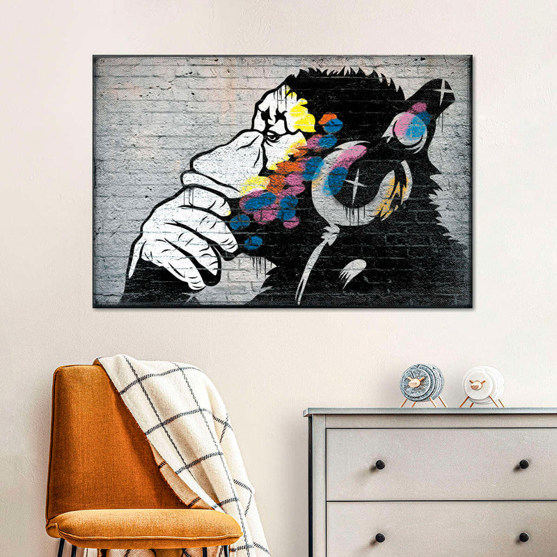 Monkey Wearing Headphones Wall Art