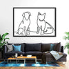 One Line Dog And Cat Wall Art