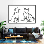 One Line Dog And Cat Wall Art