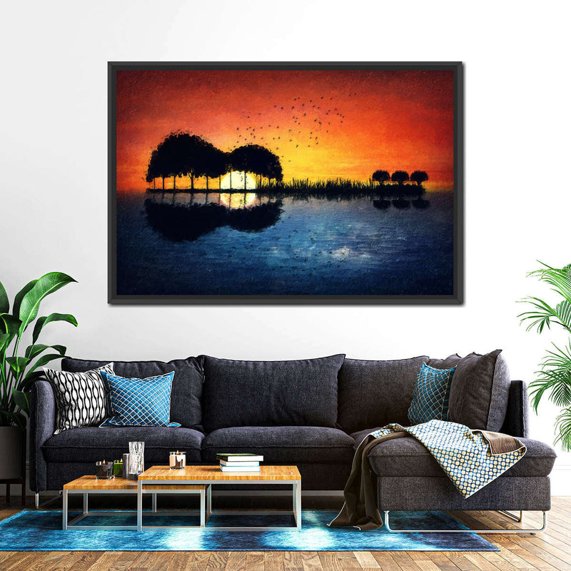 Guitar Sunset Wall Art