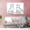 One Line Dog And Cat Wall Art