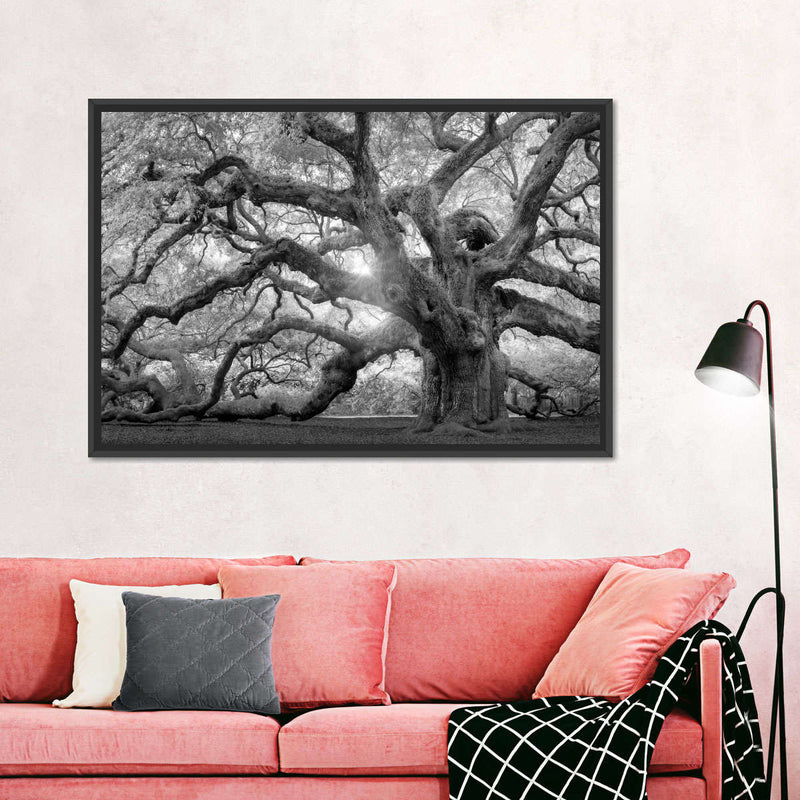 Monochrome Angel Oak Tree Wall Art
