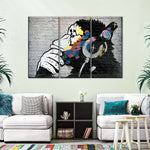 Monkey Wearing Headphones Wall Art