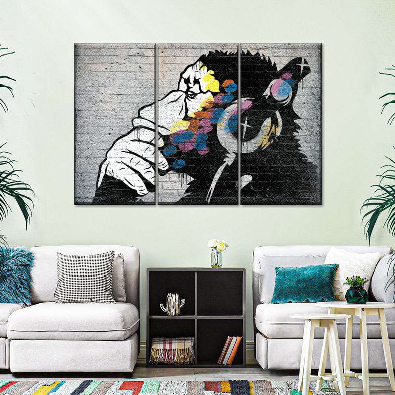 Monkey Wearing Headphones Wall Art