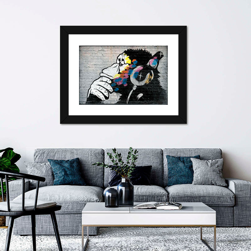 Monkey Wearing Headphones Wall Art