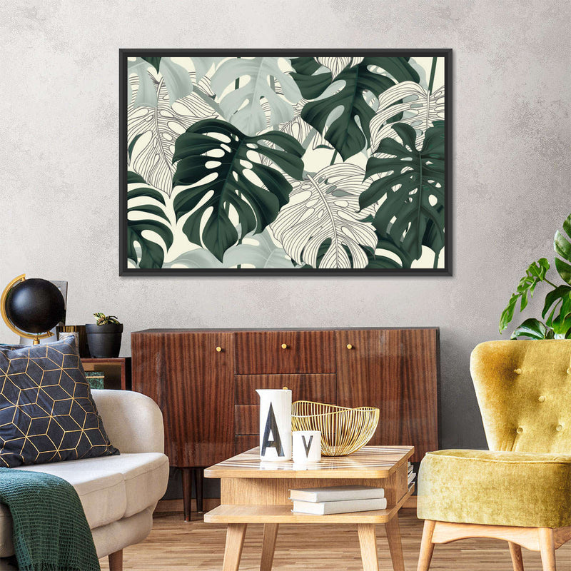 Jungle Monstera Leaves Wall Art