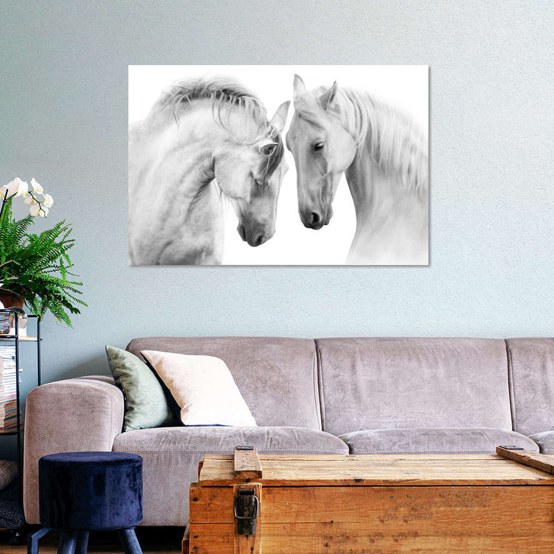 White Horse Couple Wall Art