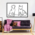 One Line Dog And Cat Wall Art