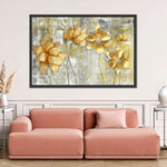 Large Golden Flowers Wall Art