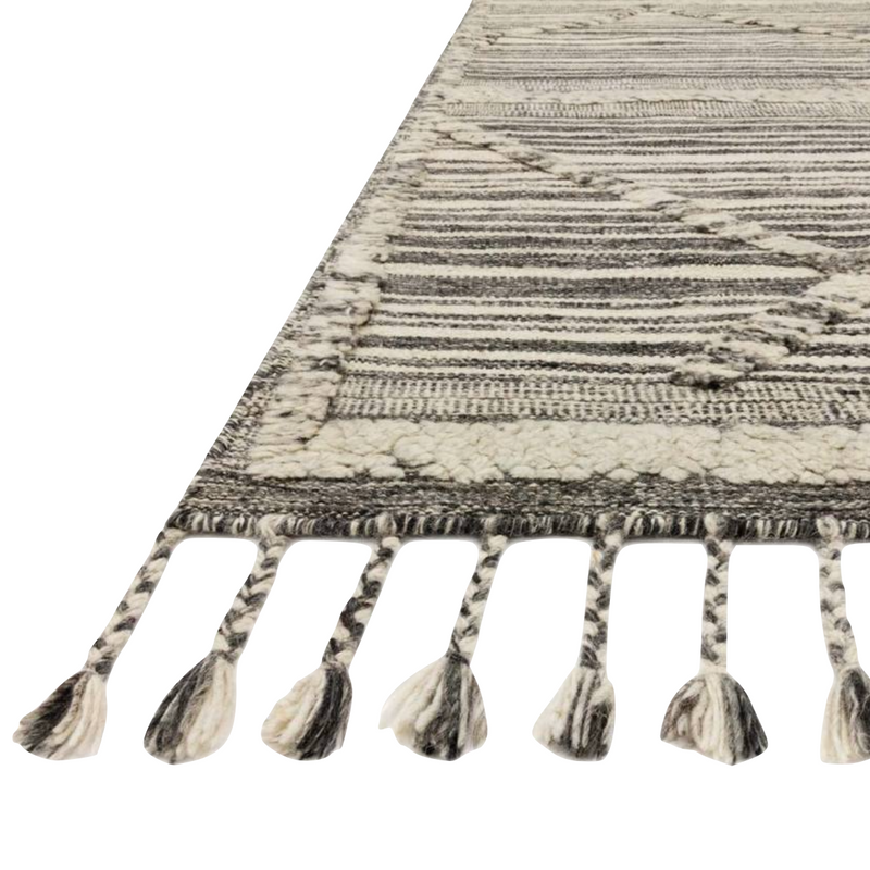 Iman Ivory/Charcoal Hand-Knotted Rug