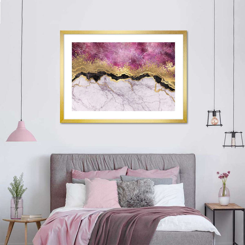 Pink And Gold Abstract Wall Art