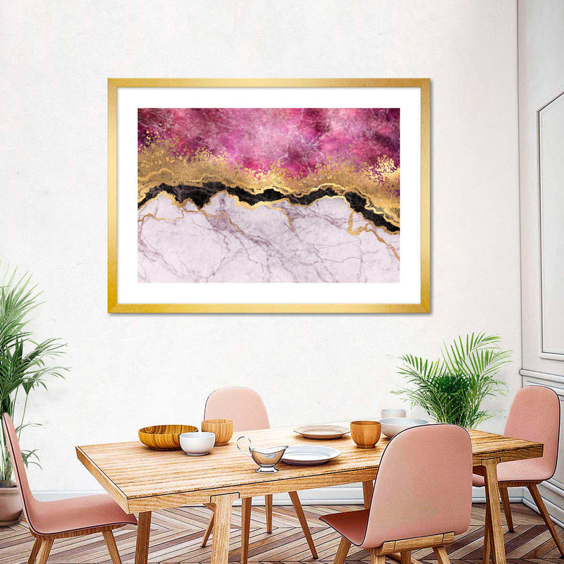 Pink And Gold Abstract Wall Art
