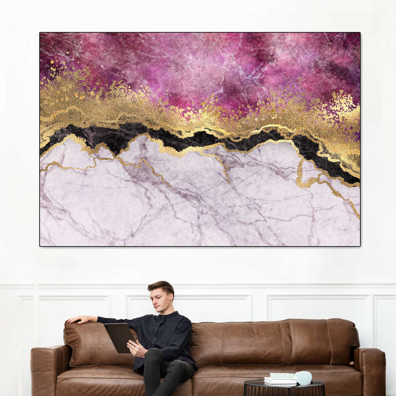 Pink And Gold Abstract Wall Art