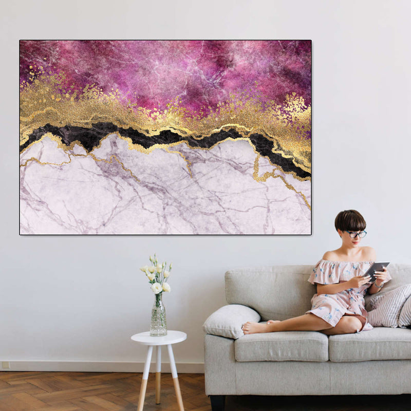Pink And Gold Abstract Wall Art
