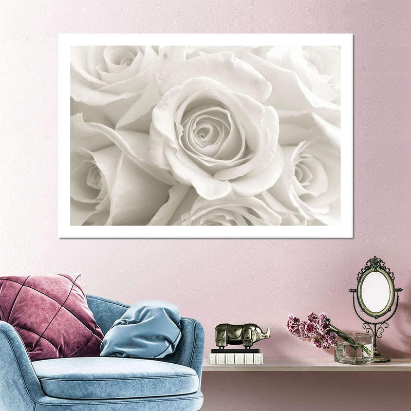 Pure White Roses Wall Art