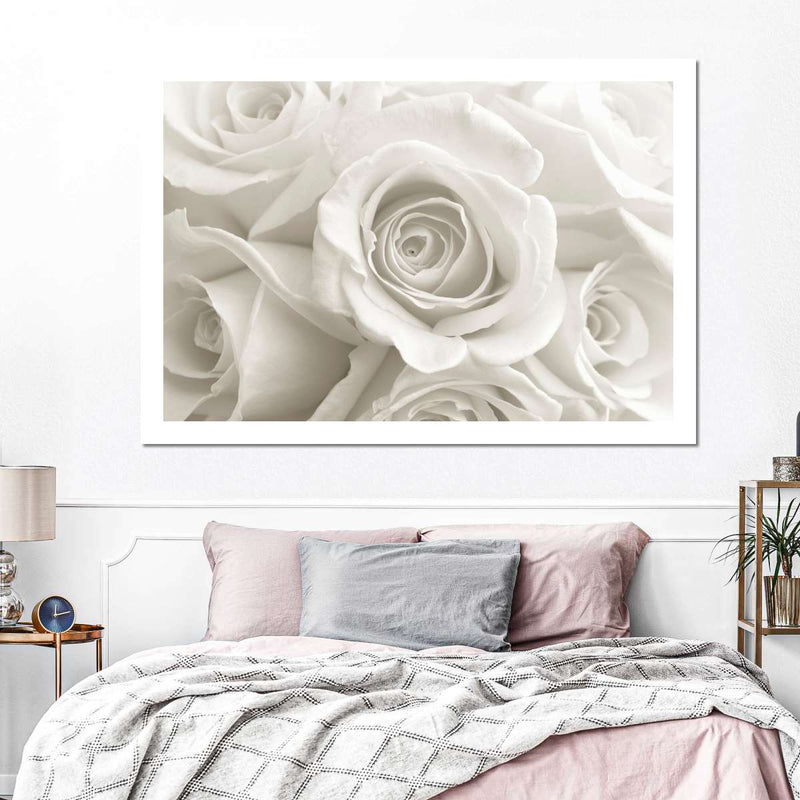 Pure White Roses Wall Art