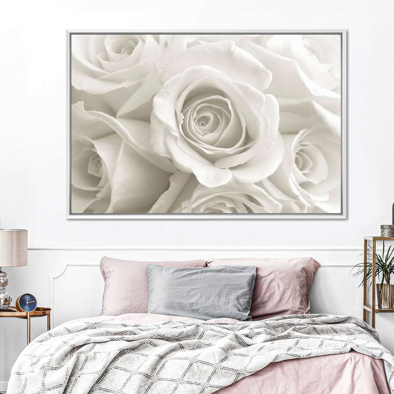 Pure White Roses Wall Art