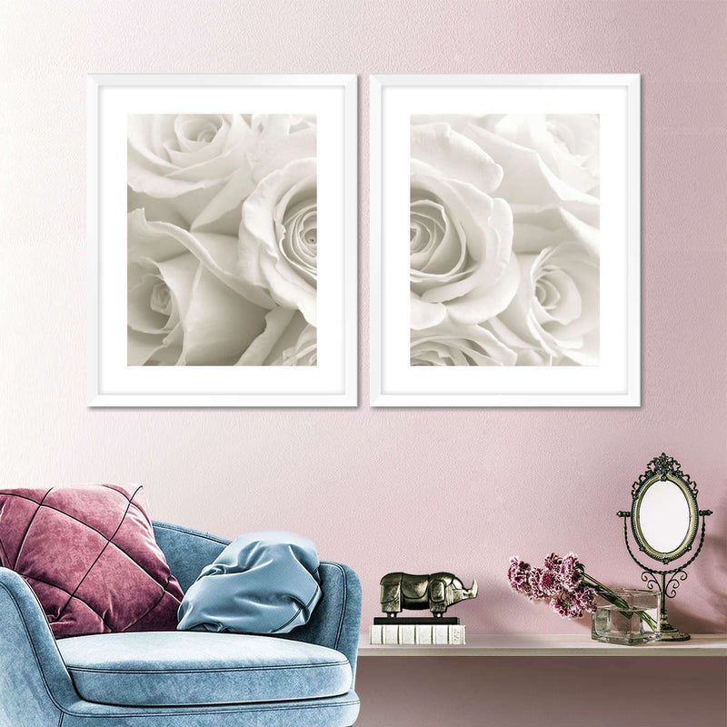 Pure White Roses Wall Art