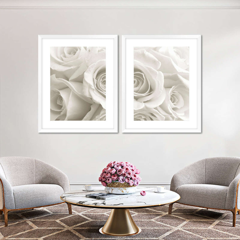 Pure White Roses Wall Art