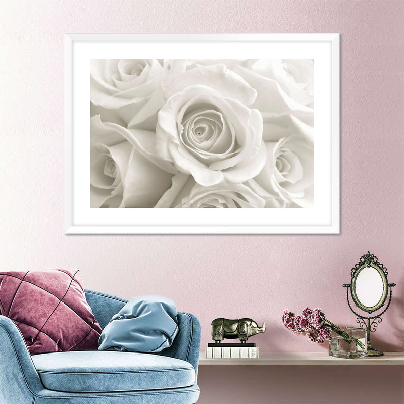 Pure White Roses Wall Art