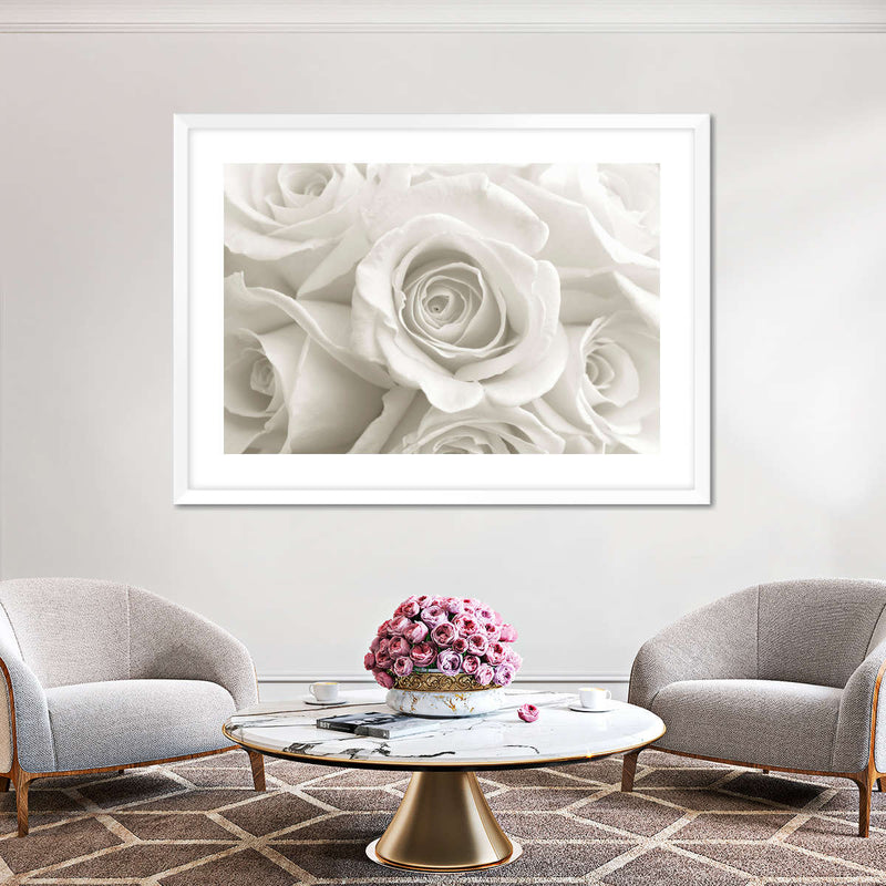 Pure White Roses Wall Art