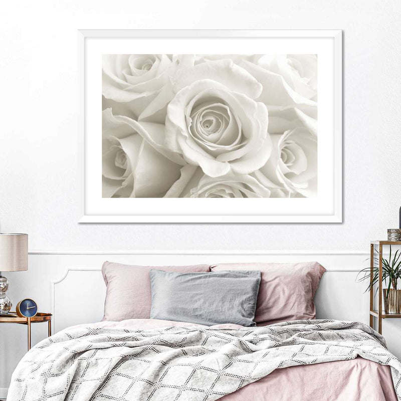 Pure White Roses Wall Art