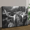 West Highland Cow Monochrome Canvas Wall Art
