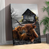 Highland Cow Farmhouse Canvas Wall Art
