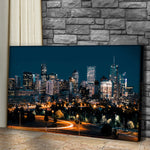 City Skyline Night View Canvas Wall Art