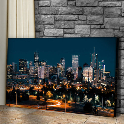 City Skyline Night View Canvas Wall Art
