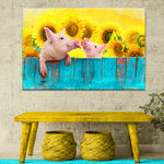 Sunflower Pigs Canvas Wall Art